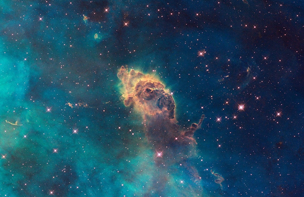 Stellar Dreams Cosmic Nebula Mural Wallpaper - Blue and Gold Space Design