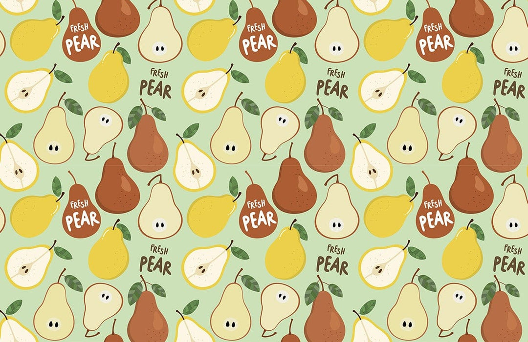 Retro Pear Pattern Wallpaper - Fresh Green, Yellow, and Brown Design