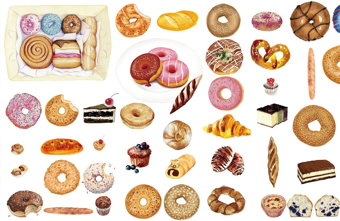 Delightful Pastel Bakery Treats Wallpaper - Doughnuts, Pastries and Desserts Galore