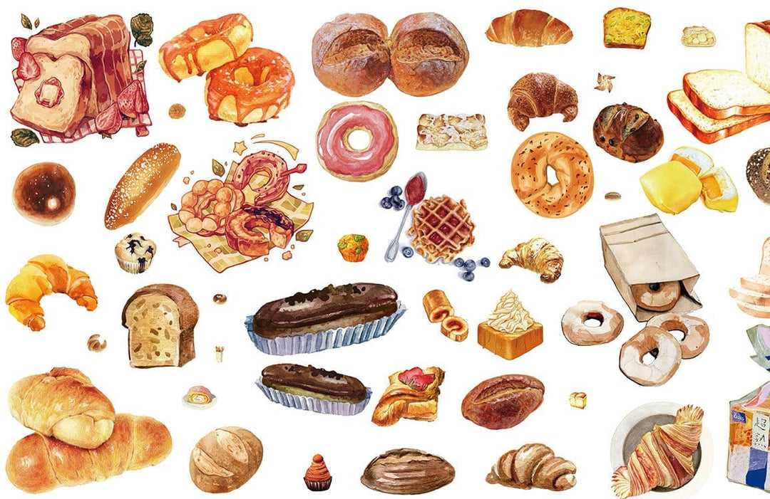 Vintage Bakery Feast Wallpaper: Sweet Treats and Pastries in Watercolour Delight