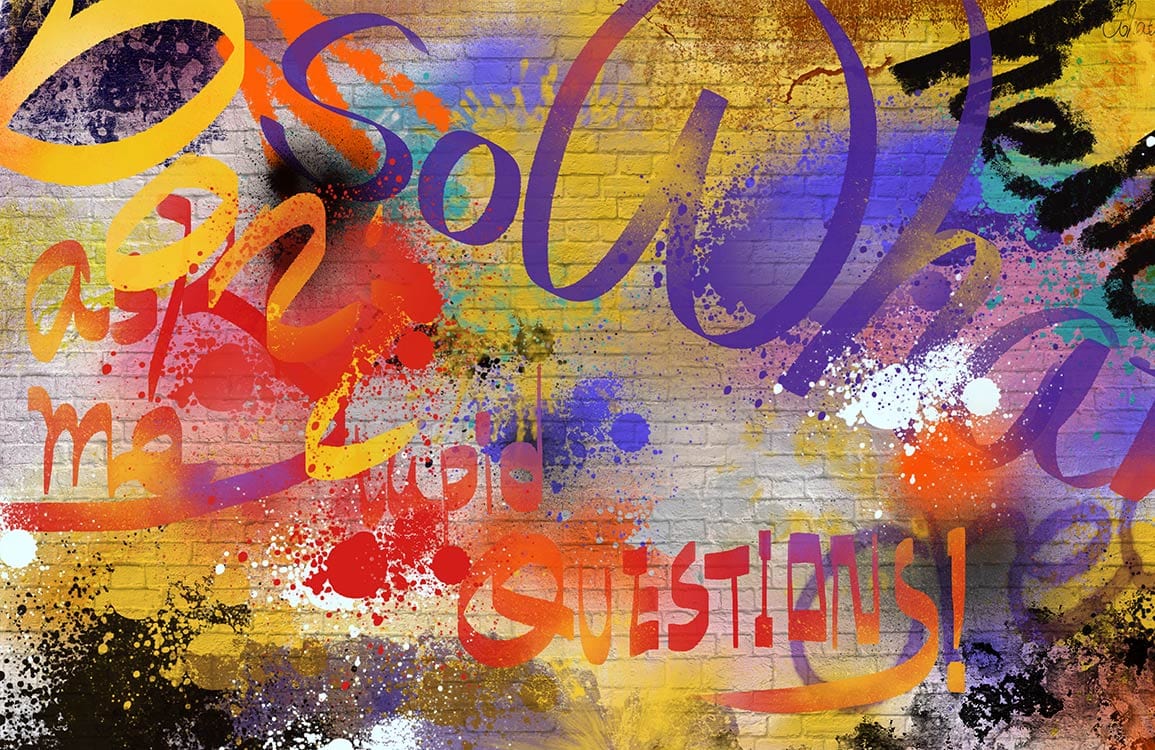 Abstract Urban Graffiti Mural Wallpaper in Vibrant Multicolour Street Art Style
