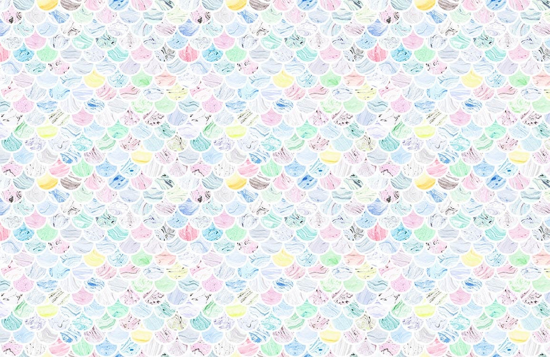 Pastel Seashell Harmony: Multicoloured Patterned Mural Wallpaper for Elegant Interiors