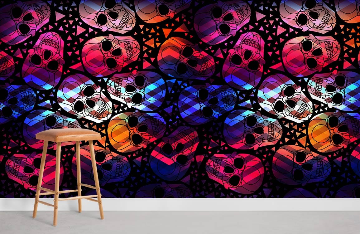 Ombre Skeleton Mural Wallpaper
