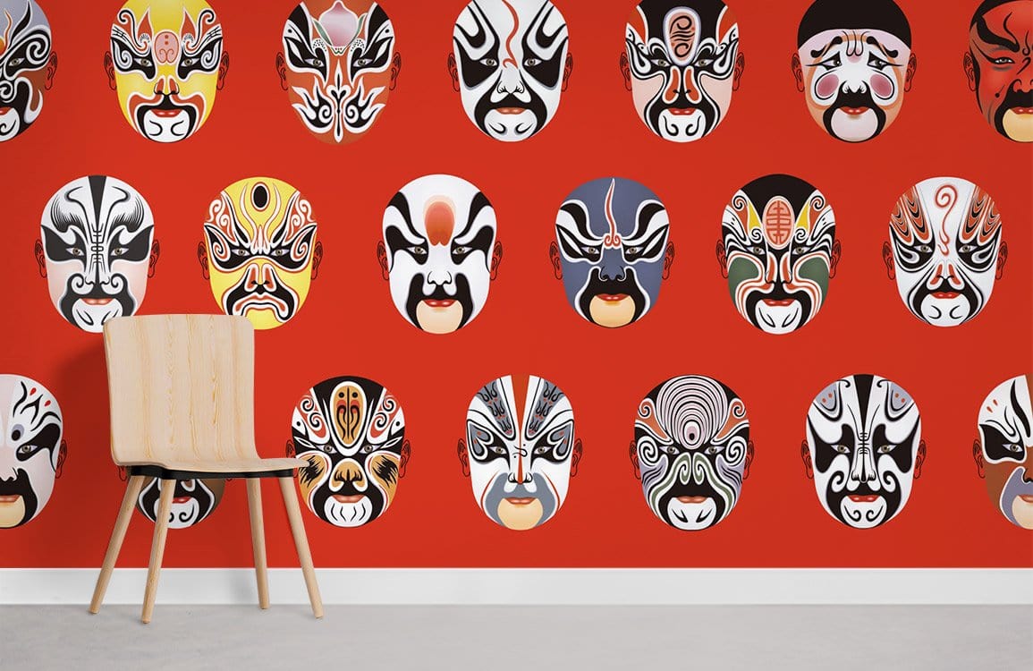 Opera Masks Pattern Wallpaper Mural Hall