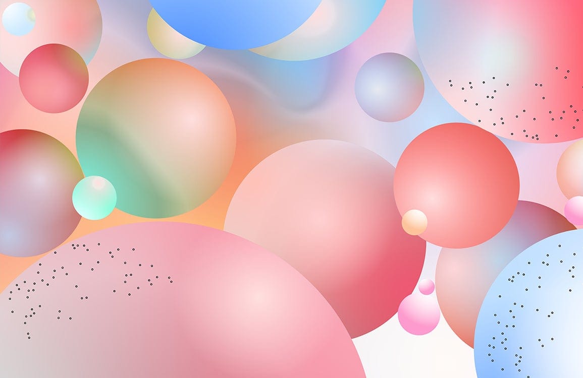 Pastel Bubble Dreamscape Abstract Mural Wallpaper in Soft Multicoloured Hues