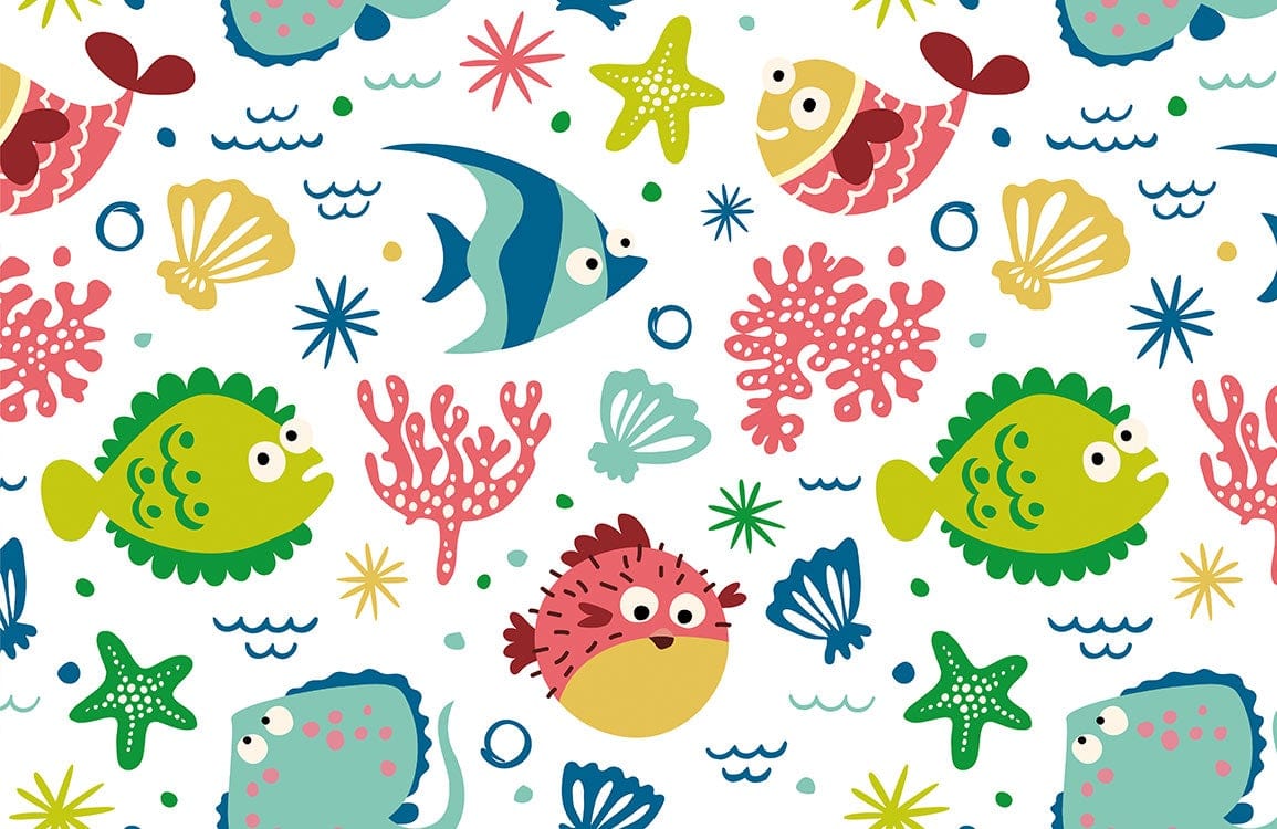 Colourful Underwater Adventure Kids' Ocean Theme Nautical Fish Pattern Wallpaper