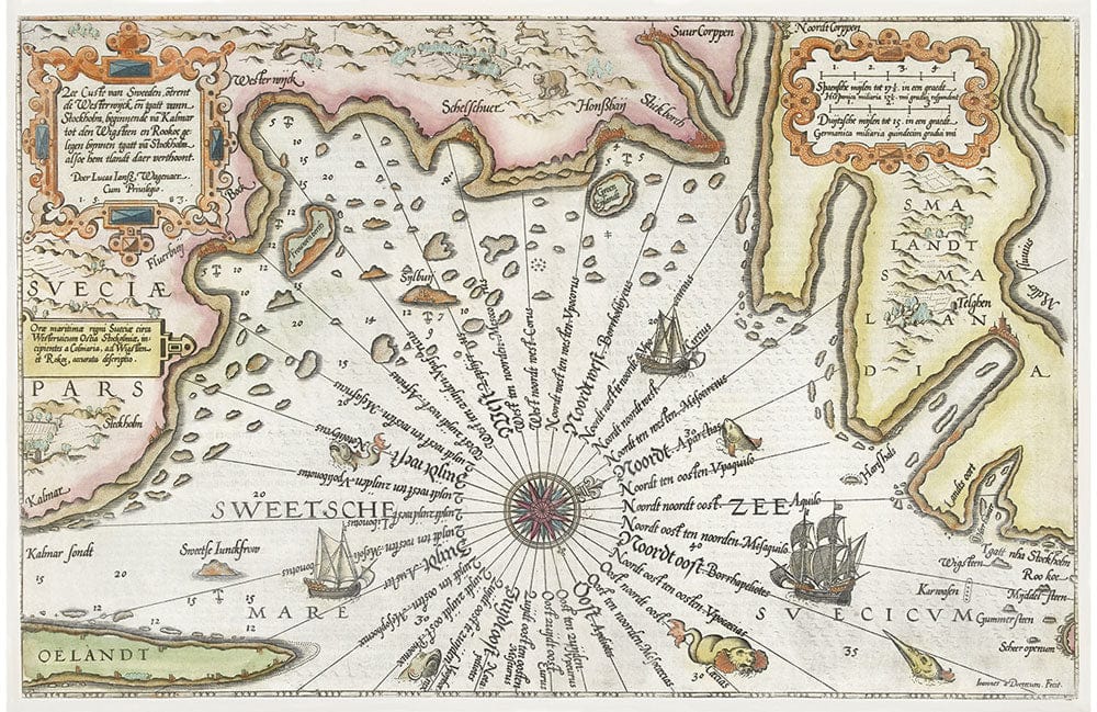 Vintage Nautical Map Style Wallpaper with Historic Ship Illustrations and Cartography