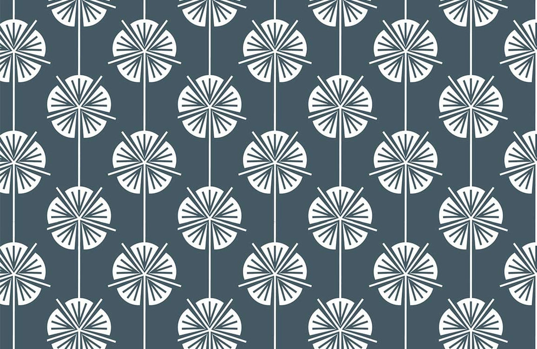 Modern Charcoal Botanical Floral Pattern Wallpaper in Stylish Grey Tones