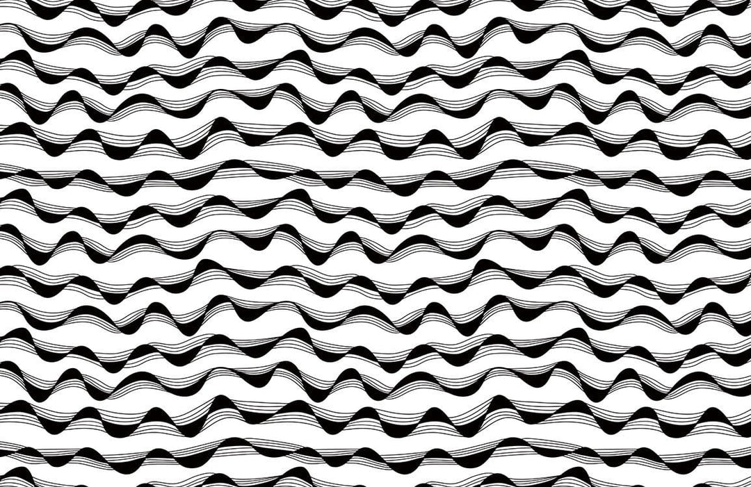 Monochrome Wavy Lines Pattern Wallpaper - Modern Black and White Design