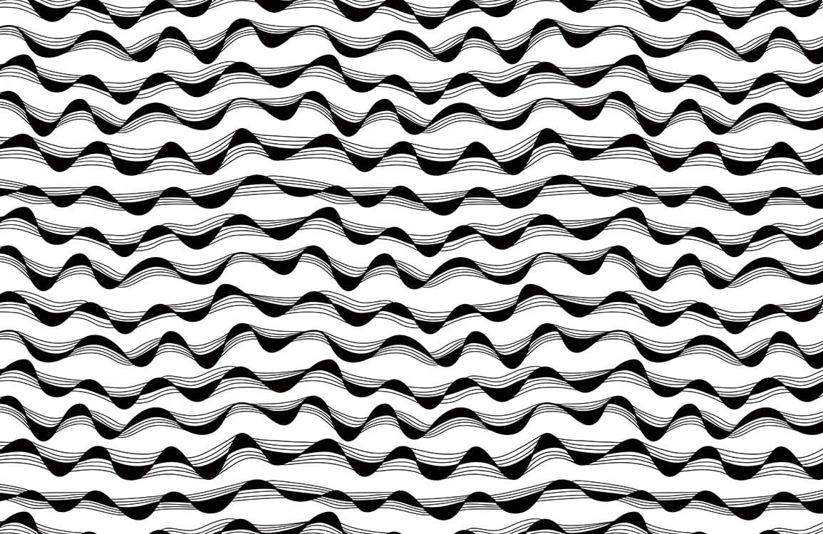 Monochrome Wavy Lines Pattern Wallpaper - Modern Black and White Design