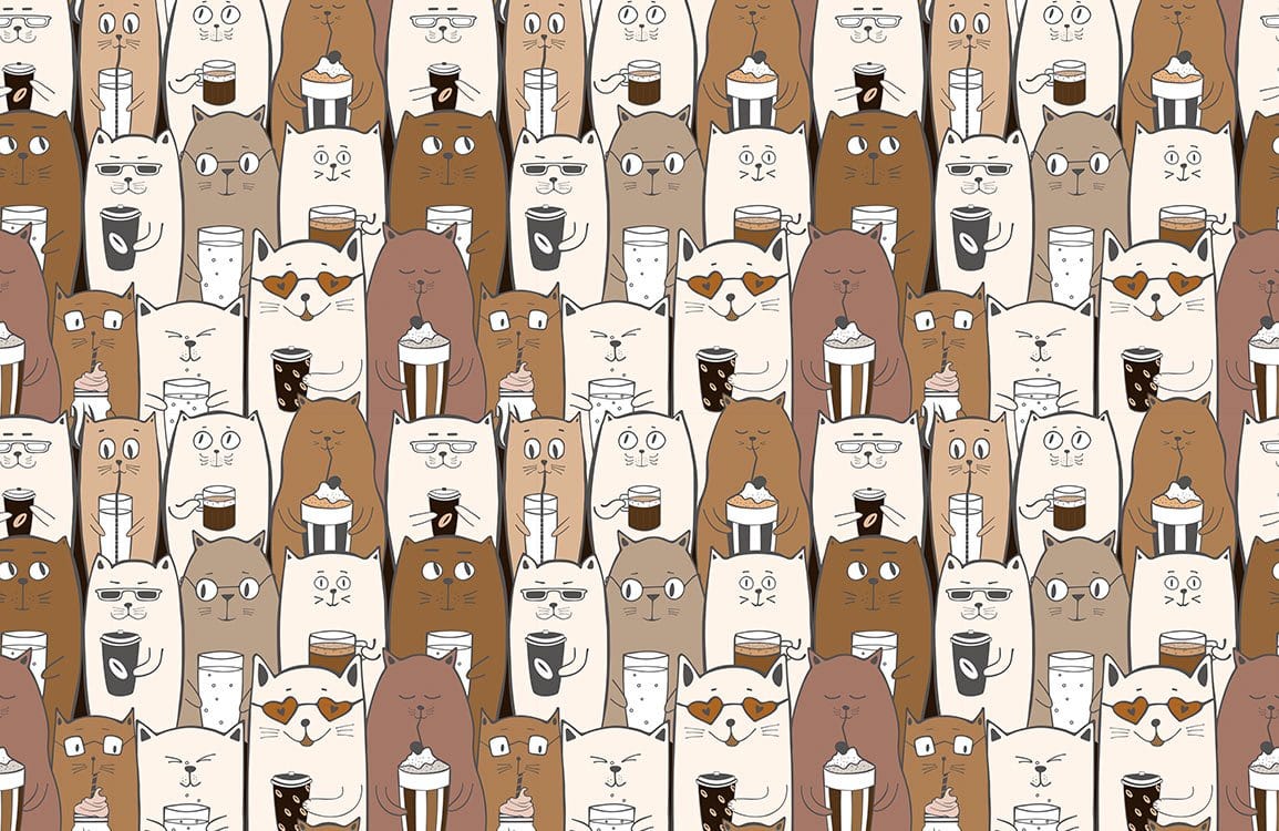 Coffee Cats Wallpaper Mural