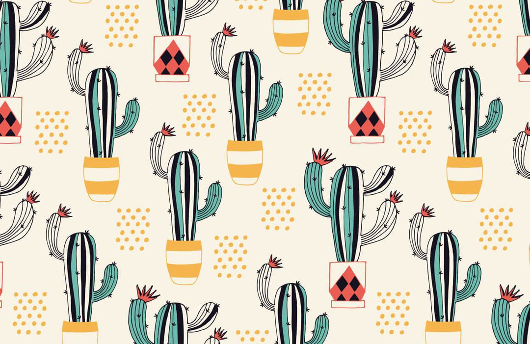 Retro Cactus Pattern Wallpaper - Colourful Desert Style for Modern Interiors