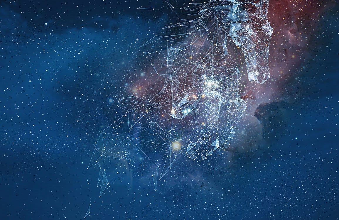 Galactic Constellation Night Sky Mural Wallpaper in Cosmic Blue Tones