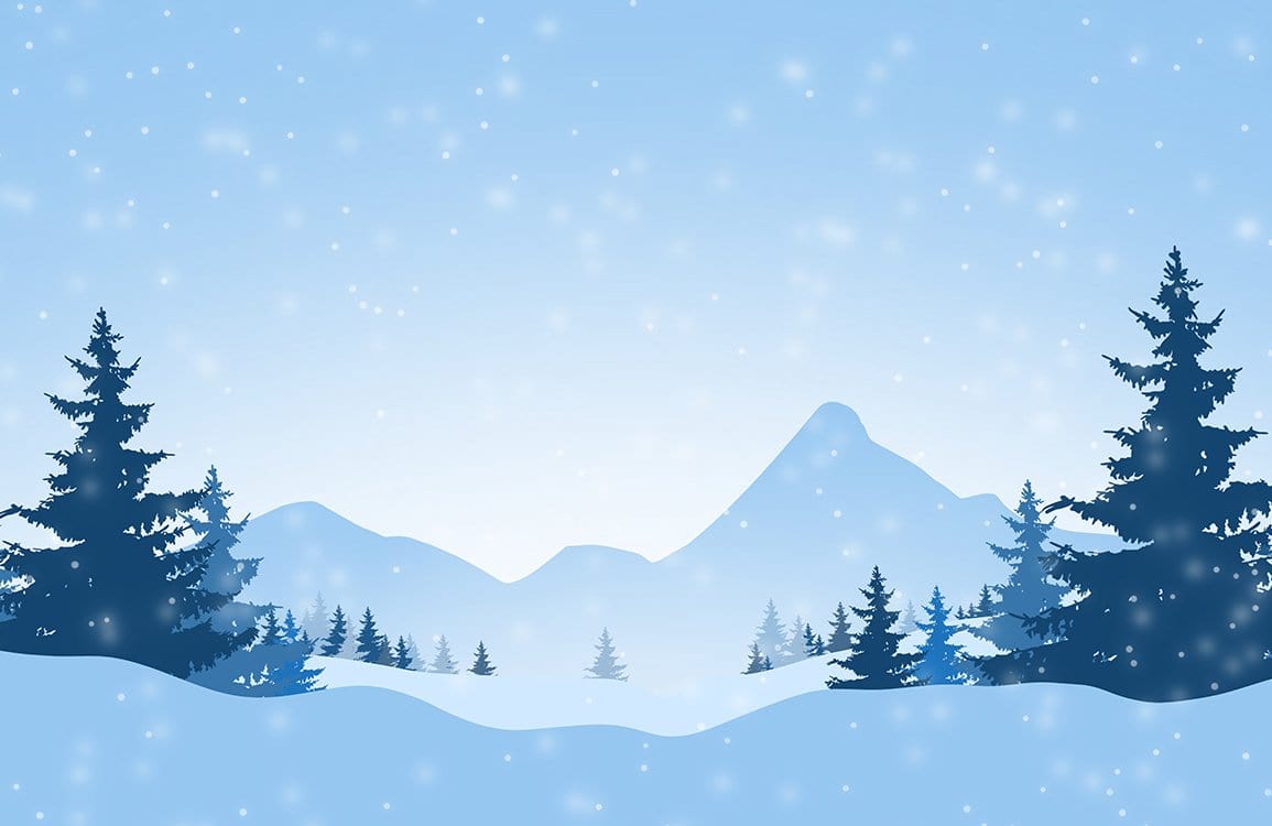 Tranquil Winter Wonderland Mural Wallpaper in Serene Blue Tones, Scenic Landscape