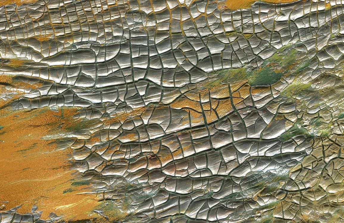 Golden Earthy Abstract Textured Wallpaper - Unique Metallic Crackle Design