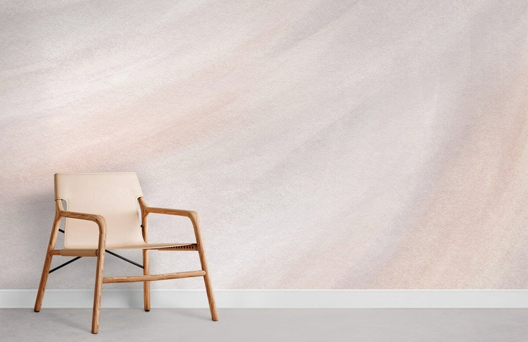 Modern Beige Minimalist Texture Wallpaper with beige armchair on grey floor, for elegant interiors Décor.