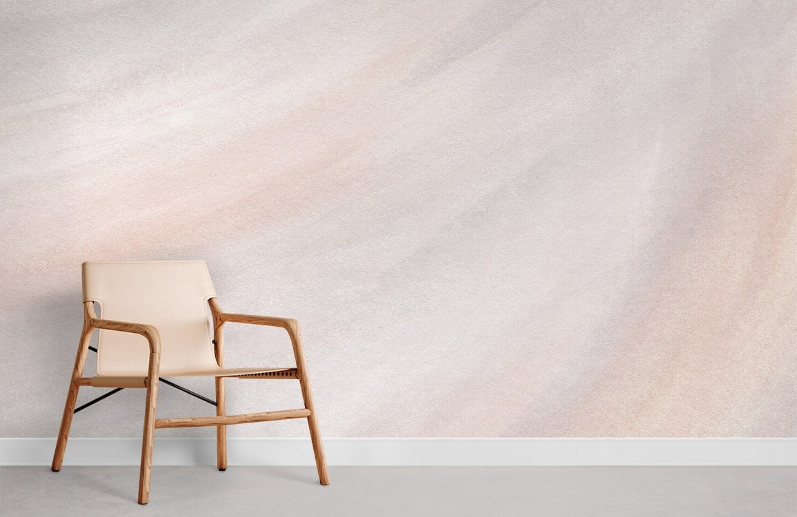 Modern Beige Minimalist Texture Wallpaper with beige armchair on grey floor, for elegant interiors Décor.