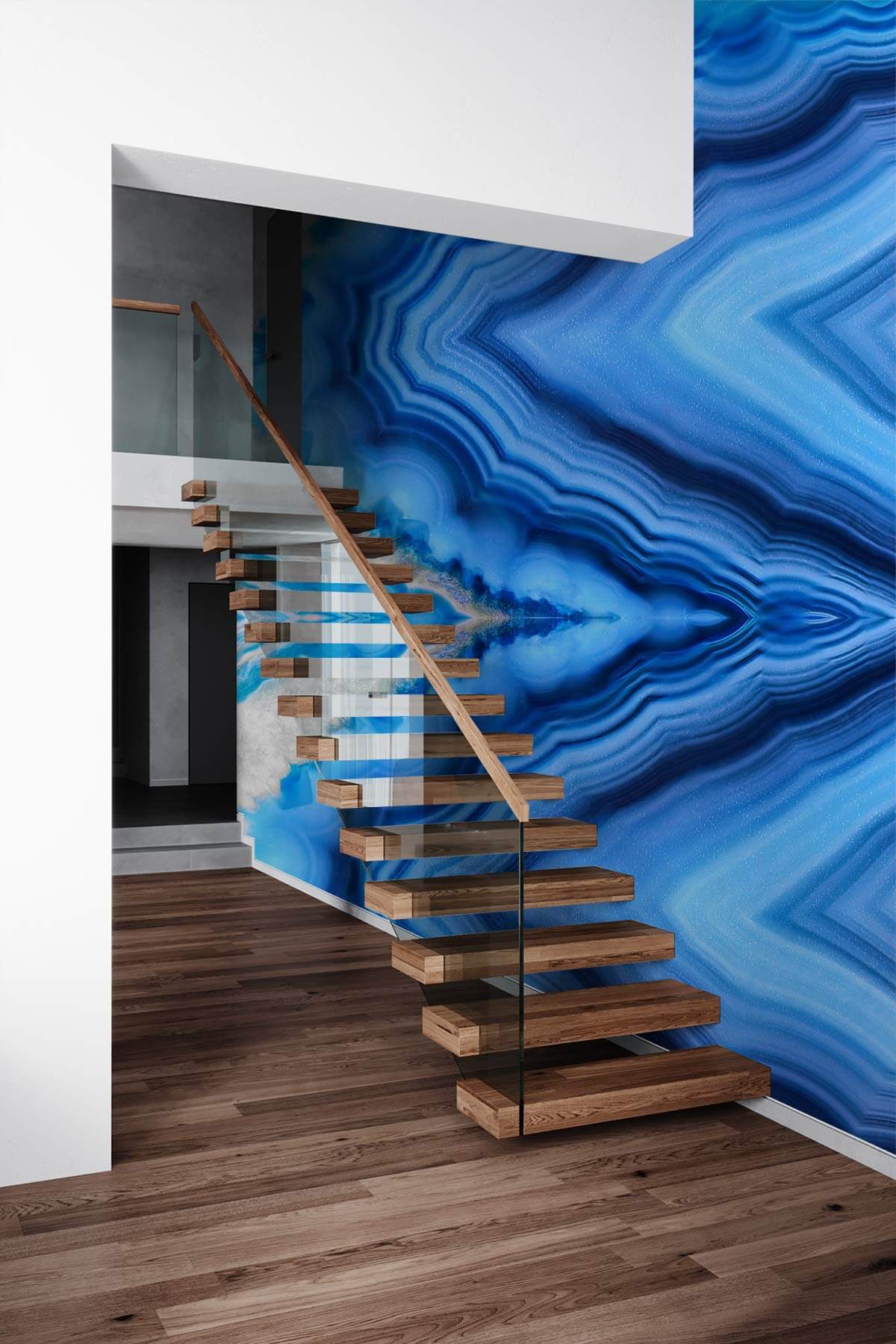 Elegant Blue Agate Geode Wall Mural - Abstract Marble Effect Design