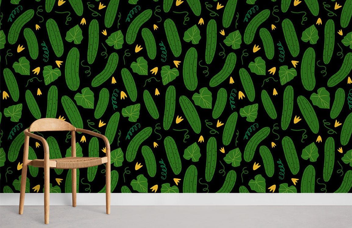 Cucumber Pattern Mural Wallpaper Room