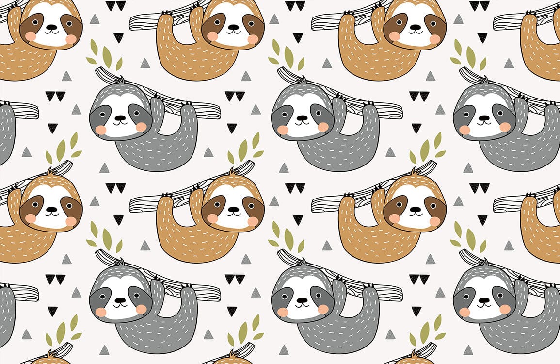 Curious Sloths Wallpaper Mural