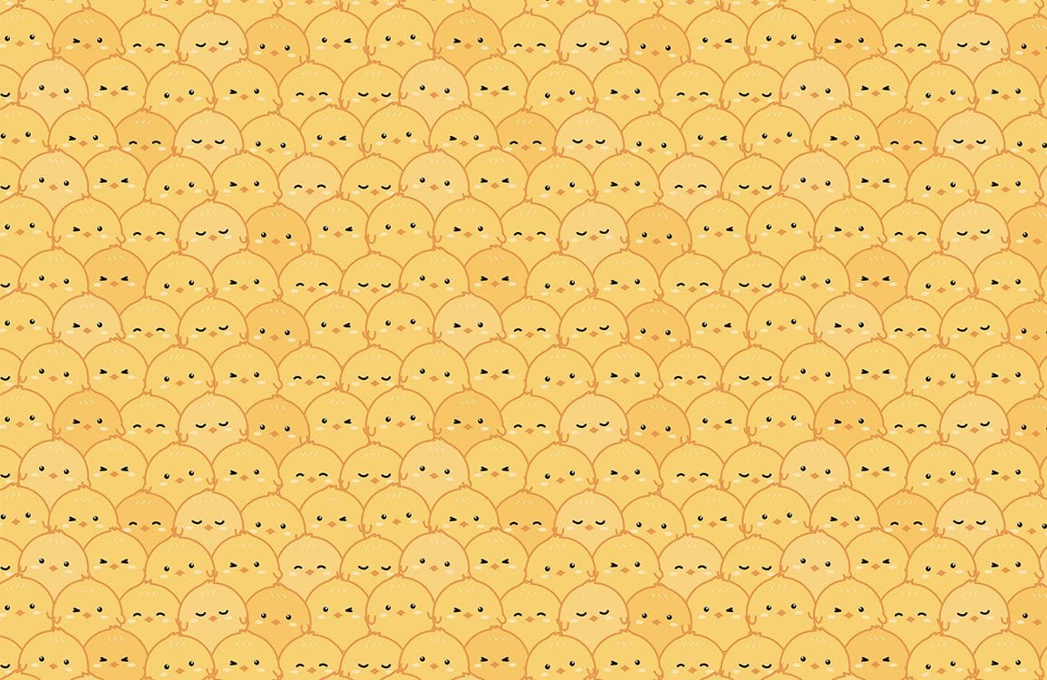 Sunny Yellow Cute Chick Pattern Wallpaper for Playful Kids' Rooms Decor