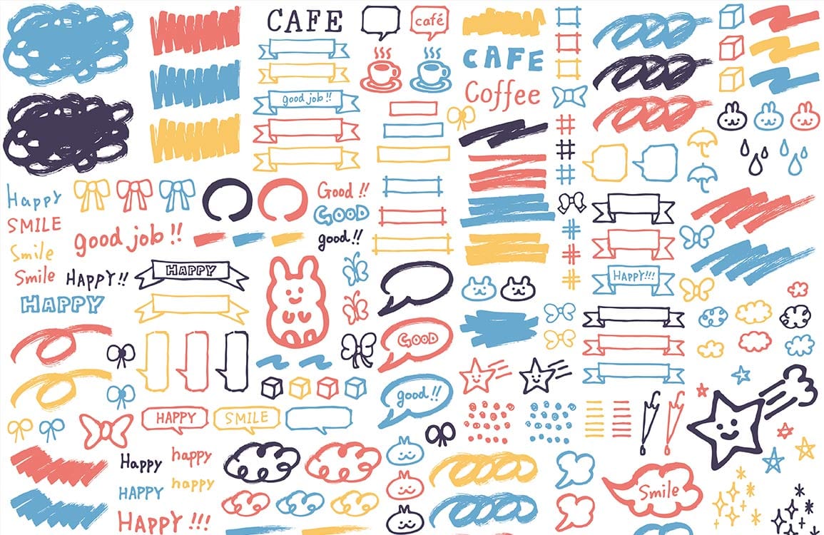 Colourful Sketch Doodle Patterned Wallpaper for Creative Spaces and Cafés