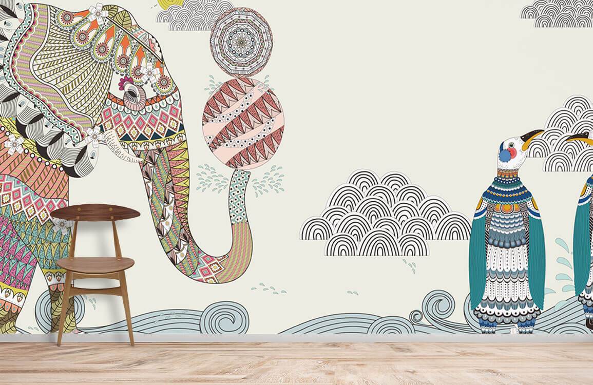 Cute Egypt Style Elephant mural