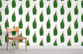 Cute Green Cactus Wallpaper Mural