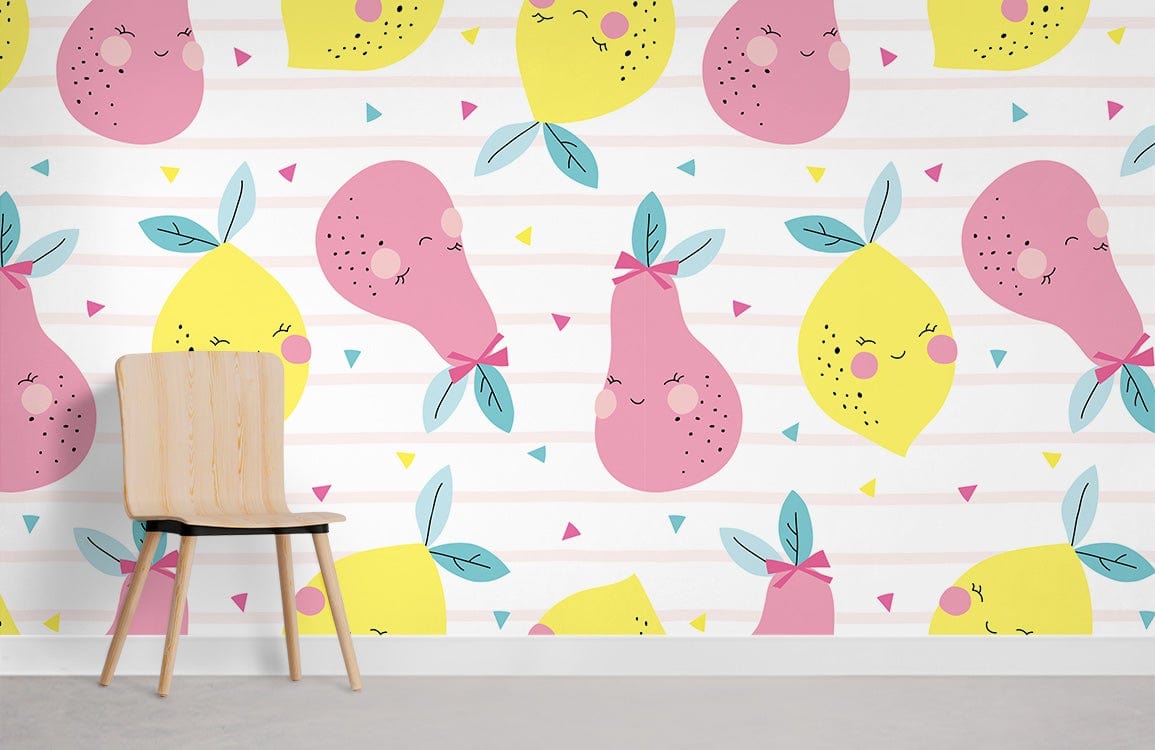Cute Pears Fruit Mural Wallpaper Room