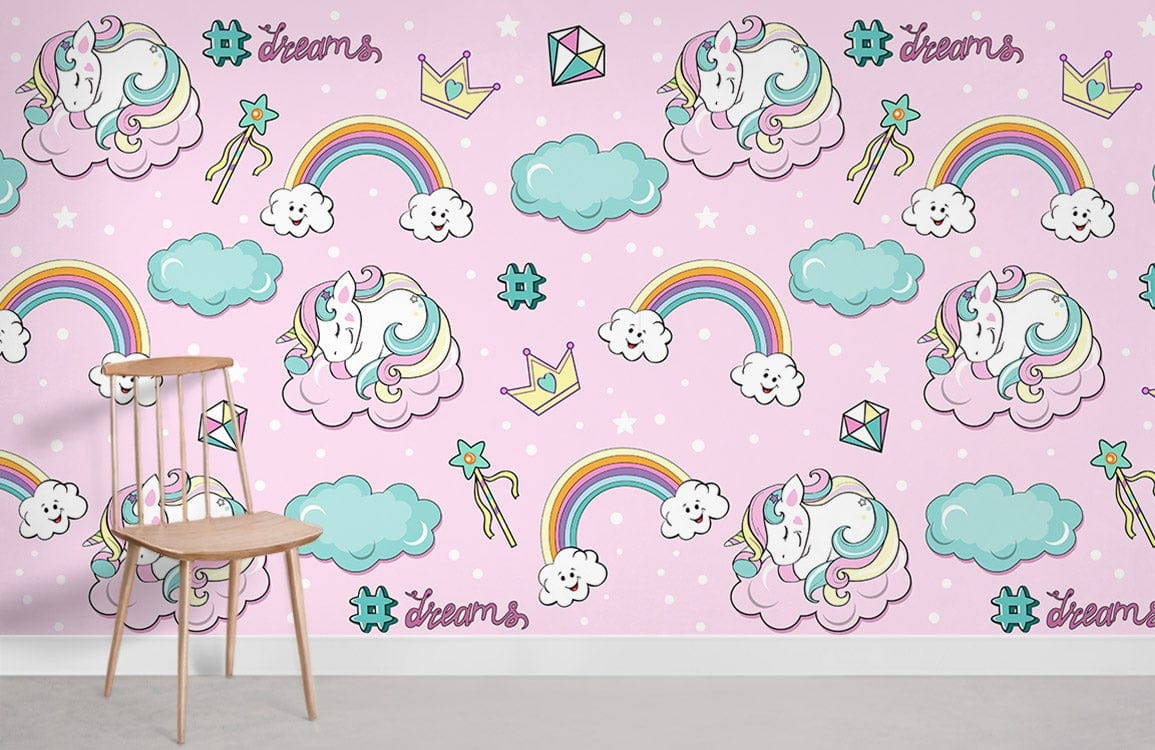 Cute Unicorn Mural Wallpaper Room