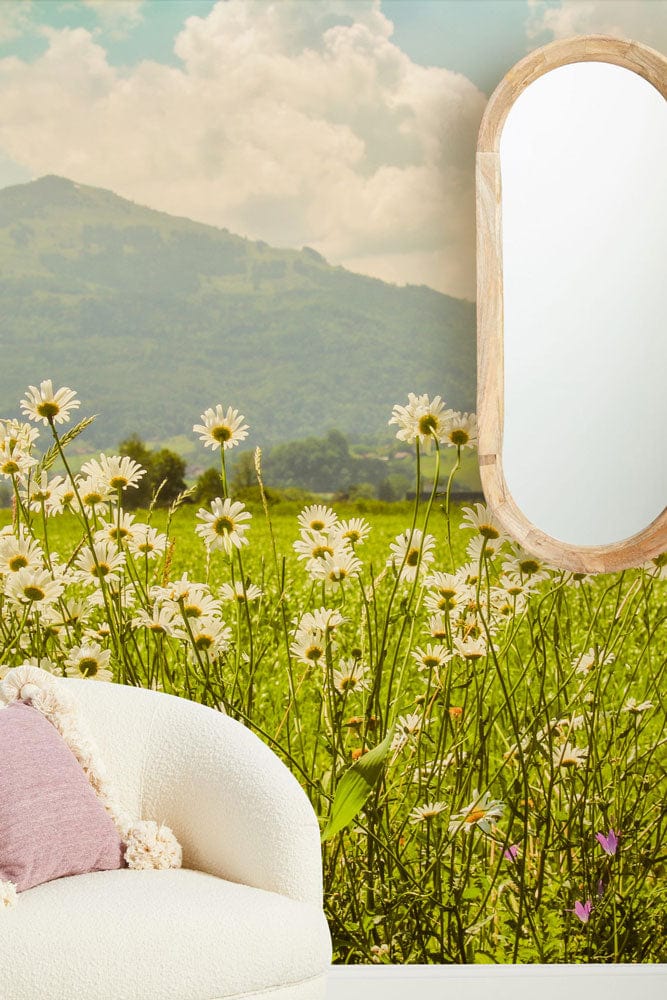 Daisy World Flower Blossom Landscape Wall Mural For Room Decoration