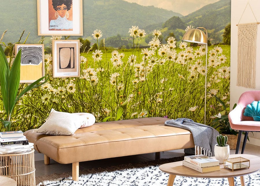 Daisy World Flower Blossom Landscape Wall Mural For Room Decoration