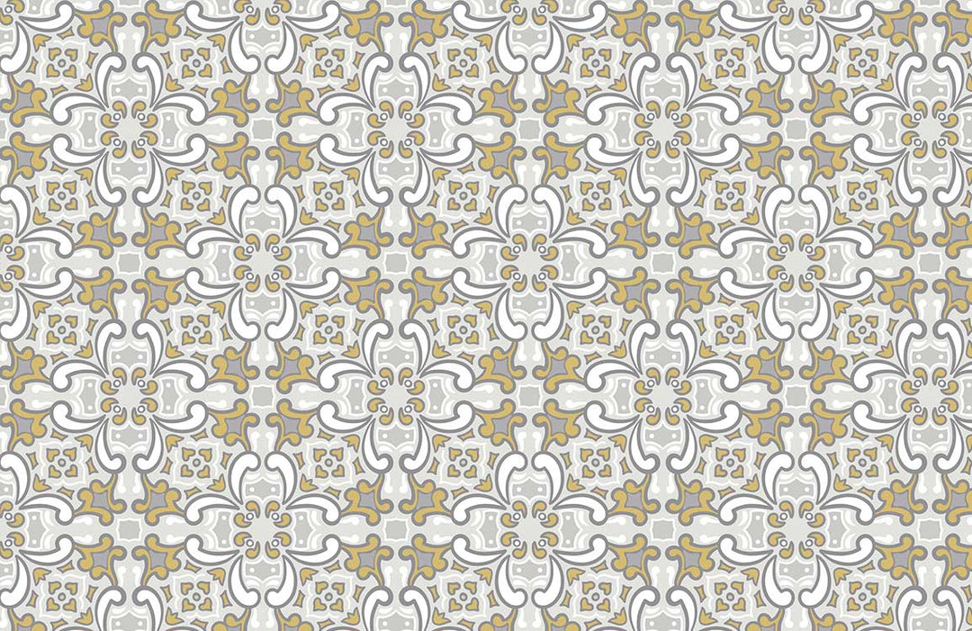Elegant Floral Grey and Gold Vintage Pattern Wallpaper for Timeless Interiors