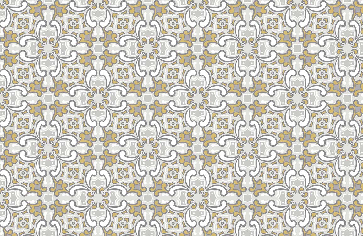 Elegant Floral Grey and Gold Vintage Pattern Wallpaper for Timeless Interiors