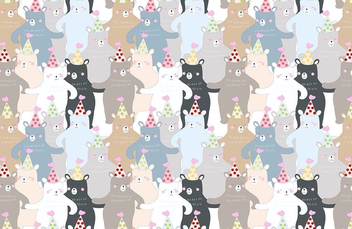 Whimsical Bears Party Multi-Coloured Children's Bedroom Wallpaper Delightful Design