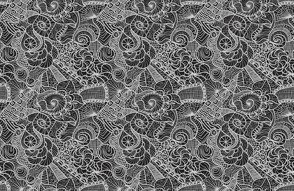 Intricate Black and White Abstract Patterned Wallpaper for Stylish Interiors