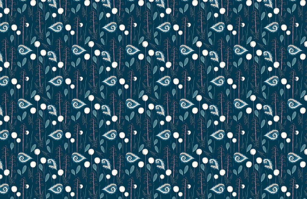 Elegant Botanical Midnight Blue Floral Pattern Wallpaper for Stylish Interiors