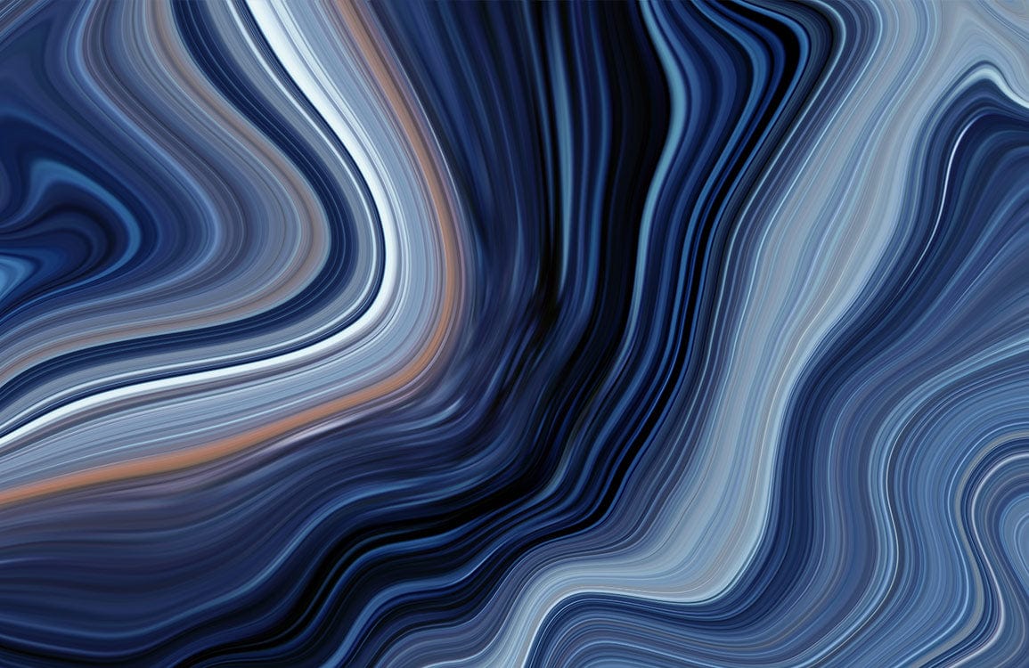 Elegant Blue Marble Swirl Mural Wallpaper in Contemporary Abstract Design