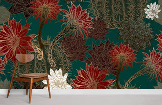 Dark Cactus Flower Wallpaper Mural