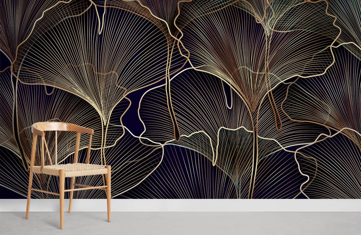 Dark Ginkgo Wallpaper Mural