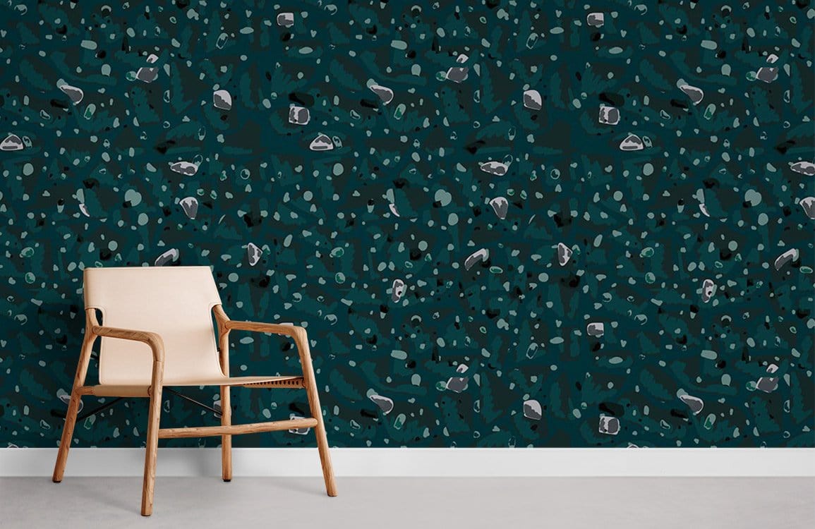 Green Fragments Marble Pattern Wallpaper Mural Room