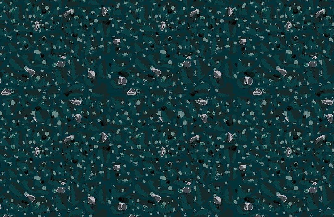 Teal Terrazzo Patterned Wallpaper - Contemporary Abstract Design for Modern Interiors