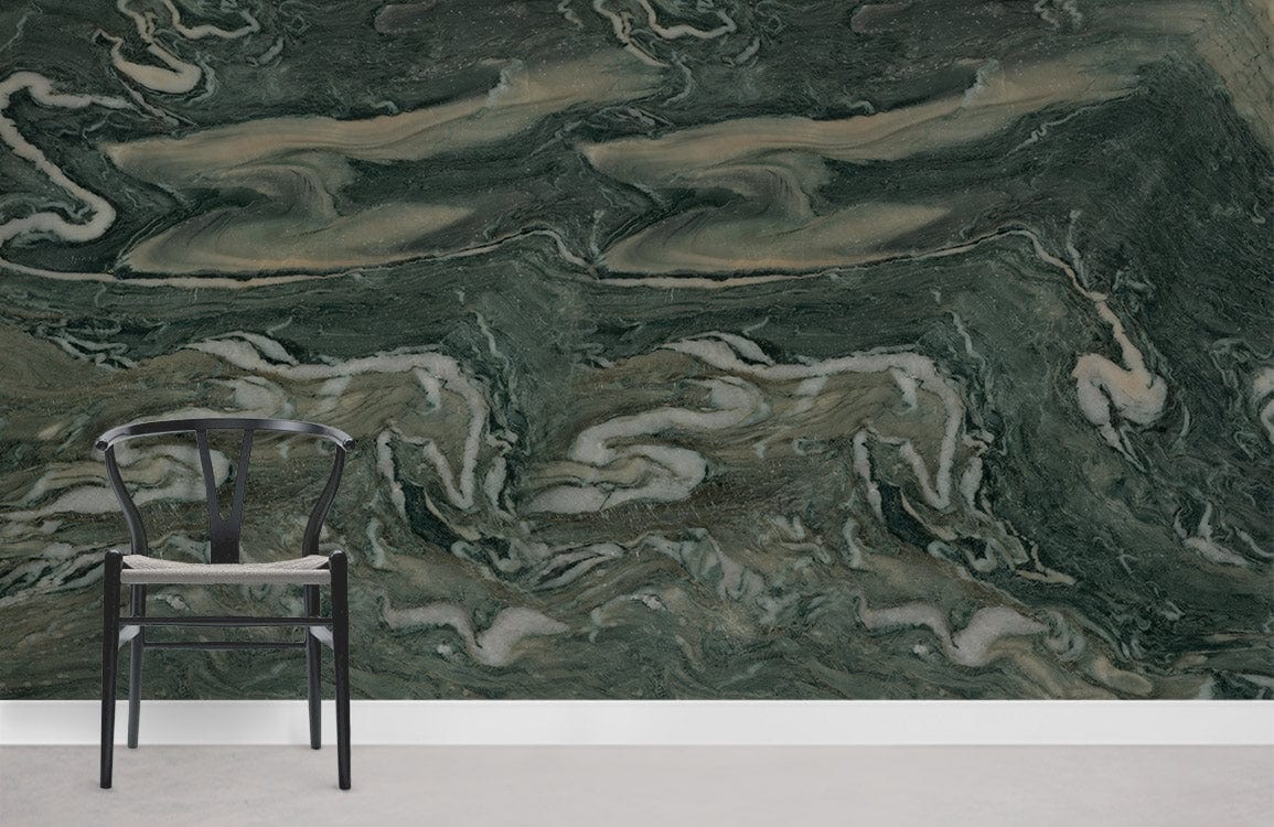 Dark Green Marble Wallpaper Mural