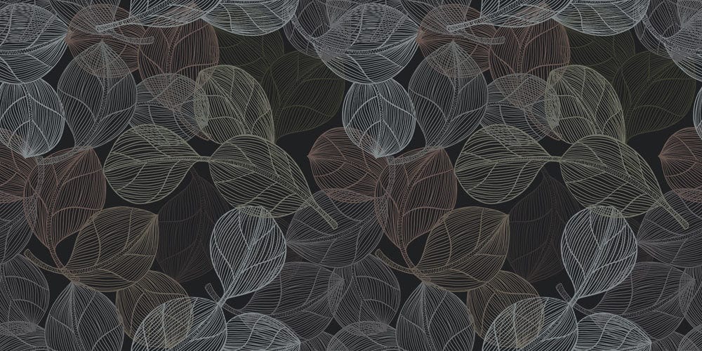 Elegant Dark Leaf Pattern Wallpaper in Earthy Tones for Modern Decor