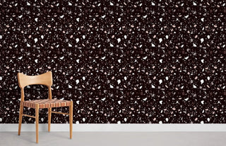 Dark Brown Terrazzo Wallpaper Mural