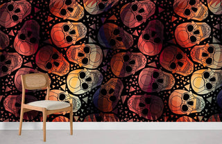 Dark Red Skeleton Wallpaper Mural