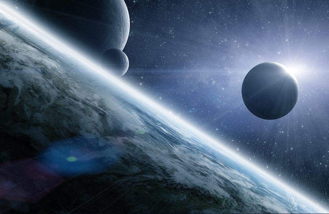 Galactic Adventure Space Mural Wallpaper - Stunning Blue Cosmic Design Décor