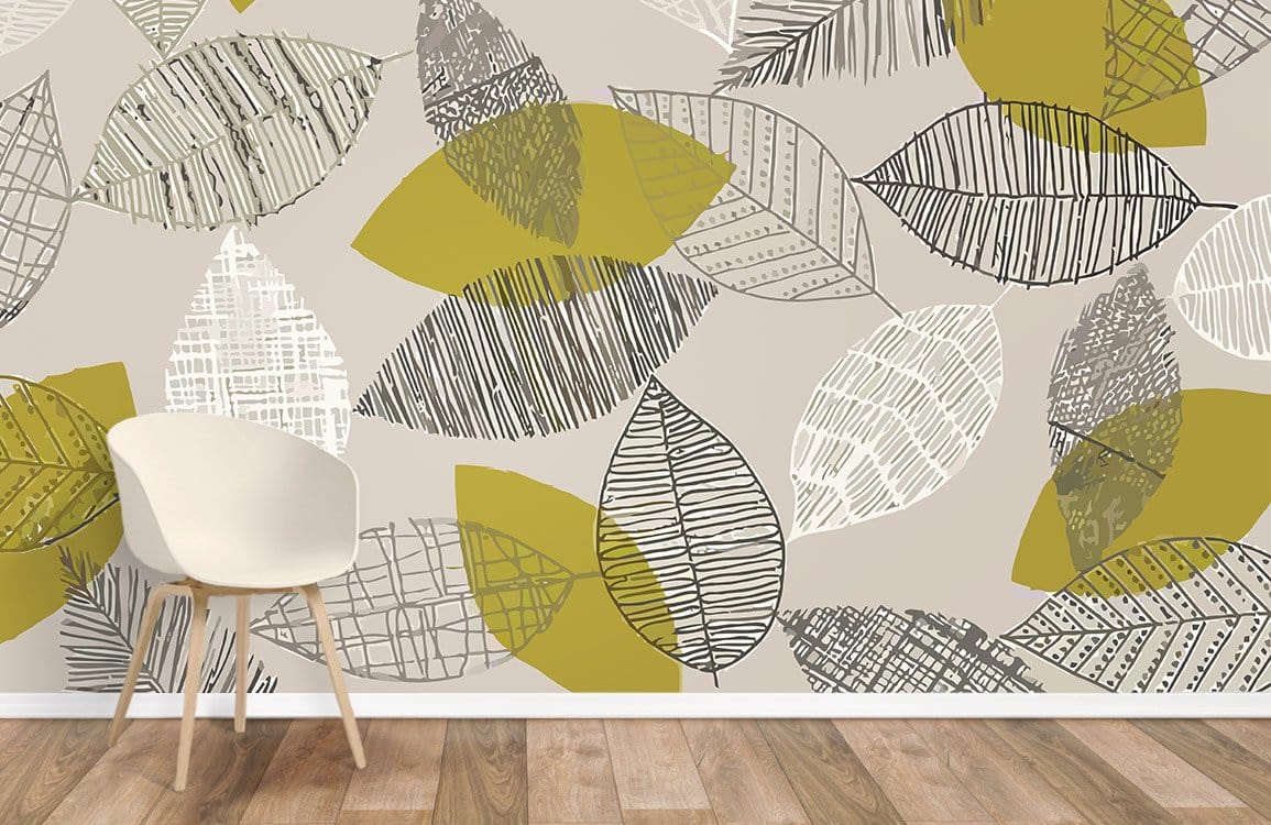 Decorative Leaves wallpaper mural for living room