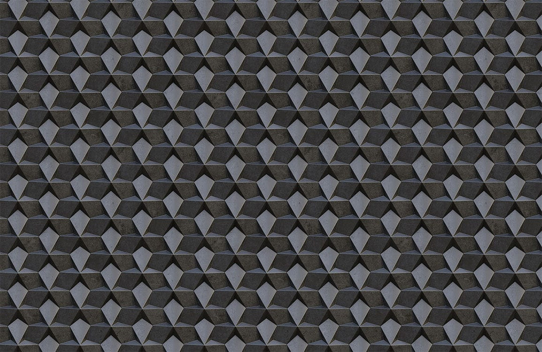 Geometric Charcoal Grey 3D Block Pattern Modern Wallpaper Design