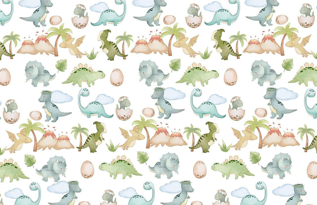 Dinosaur Adventure Kids' Mural Wallpaper - Playful Pastel Nursery Design